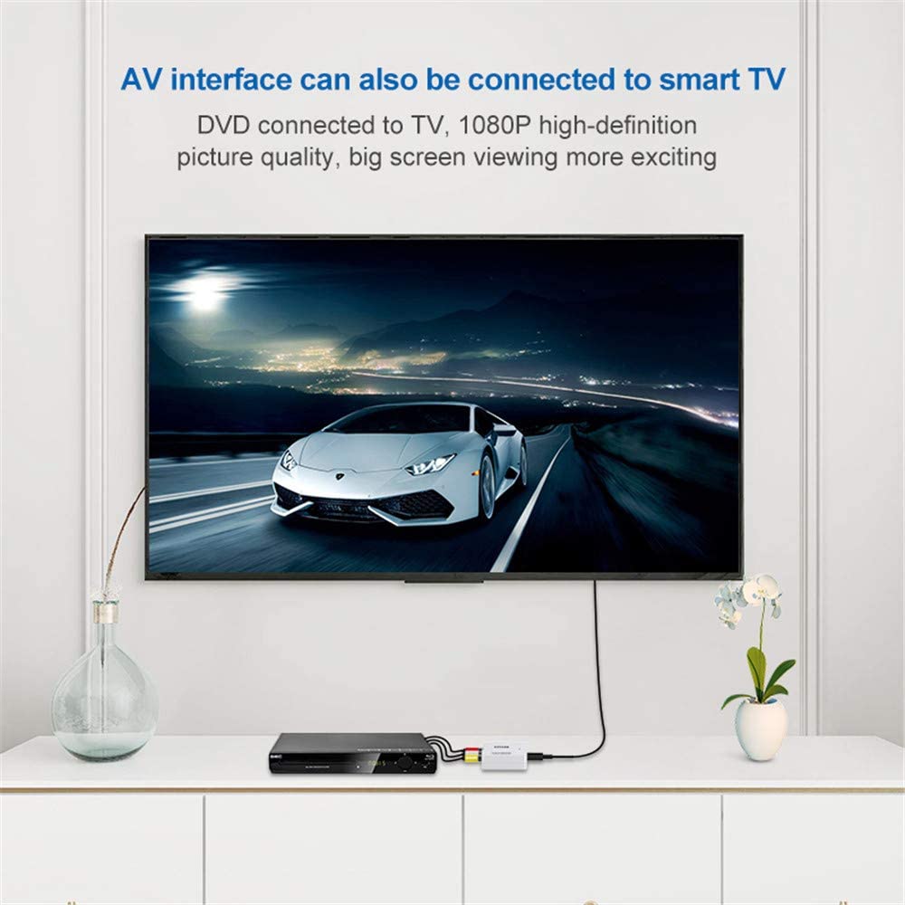 HDMI to RCA, HDMI to AV, 1080P HDMI to 3RCA CVBS AV Composite Video Audio Converter Adapter Supports PAL/NTSC for TV/PC/ PS3/ STB/Xbox VHS/VCR/Blue-Ray DVD Players with USB Charge Cable