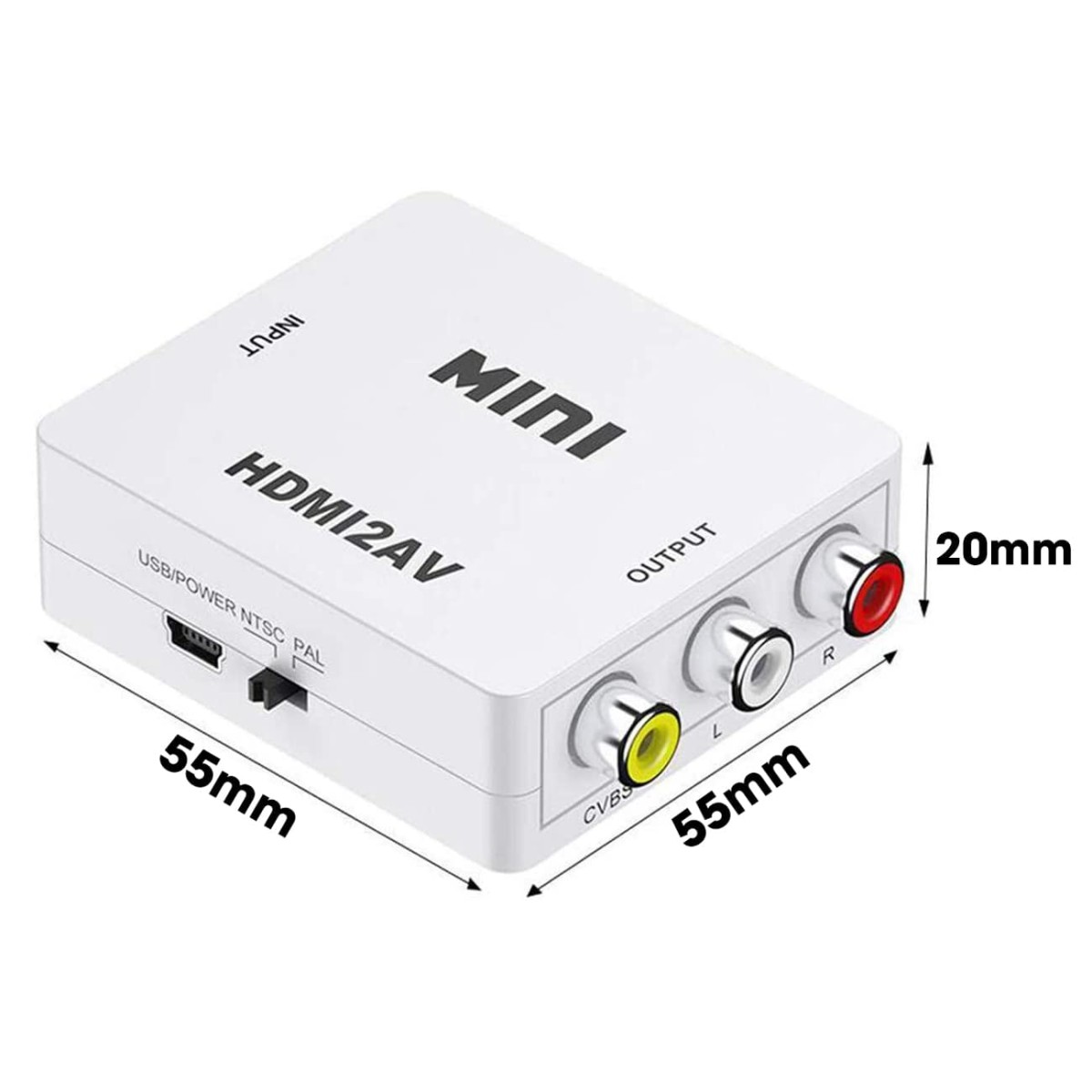 HDMI to RCA, HDMI to AV, 1080P HDMI to 3RCA CVBS AV Composite Video Audio Converter Adapter Supports PAL/NTSC for TV/PC/ PS3/ STB/Xbox VHS/VCR/Blue-Ray DVD Players with USB Charge Cable