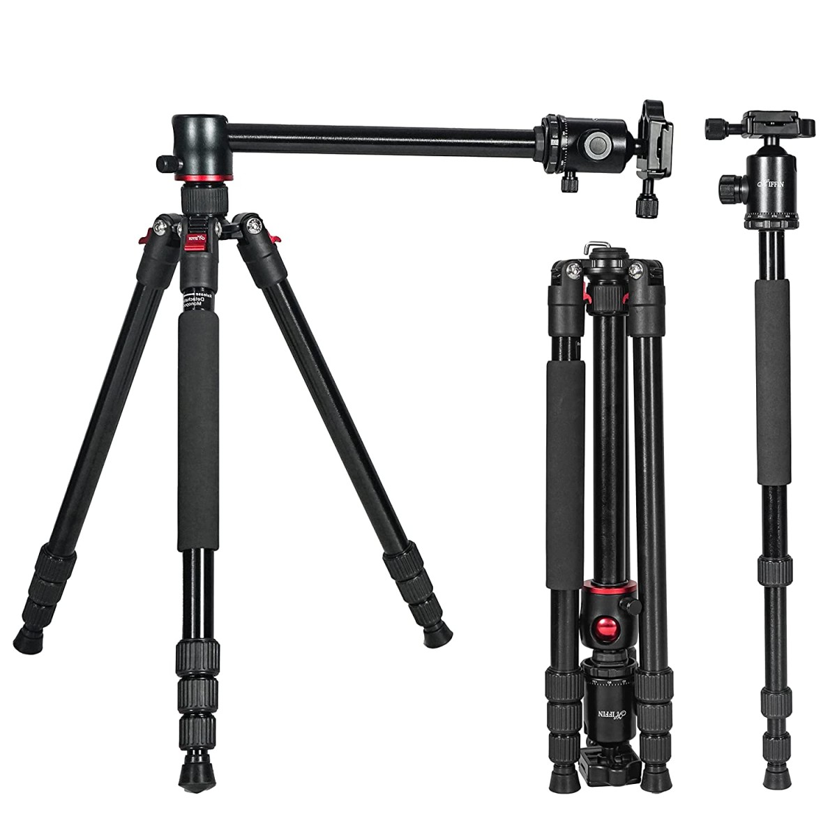 HIFFIN HF-550 Tripod, 65″ inch Special Quality Camera Tripod for Canon Nikon 360 Degree Ball Head, Travel and Work (Black)