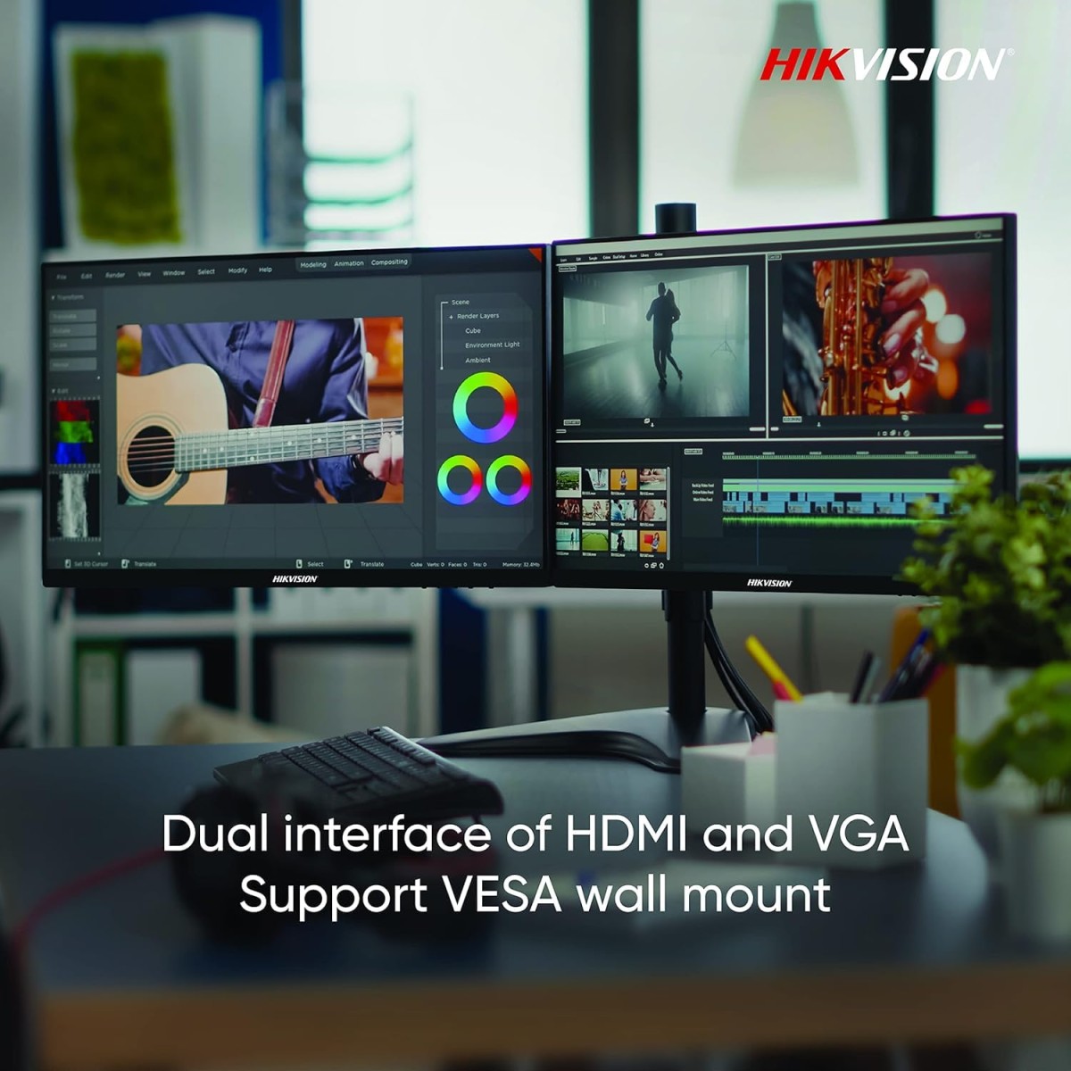 HIKVISION 21.5-inch FHD Monitor|178° Ultra-Wide View|HDMI and VGA|8 bit LVDS FHD (1920 × 1080) Display|3D Noise Reduction|Support VESA Wall Mount|Low Blue Light Design for Eye Care|DS-D5022QE-D|Black HIKVISION 21.5-inch FHD Monitor|178° Ultra-Wide View|HDMI and VGA|8 bit LVDS FHD (1920 × 1080) Display|3D Noise Reduction|Support VESA Wall Mount|Low Blue Light Design for Eye Care|DS-D5022QE-D|Black