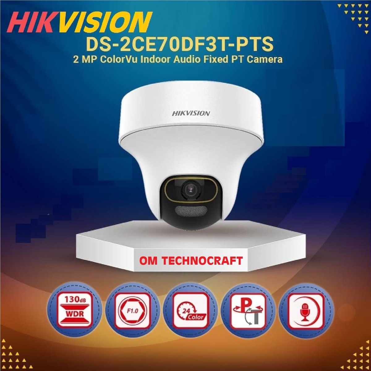HIKVISION 2MP ColorVu Audio PT 360° Built-in Mic IR White Light with Solid Light Alarm Motion Detection 2MP HD Indoor CCTV Camera White HIKVISION 2MP ColorVu Audio PT 360° Built-in Mic IR White Light with Solid Light Alarm Motion Detection 2MP HD Indoor CCTV Camera White