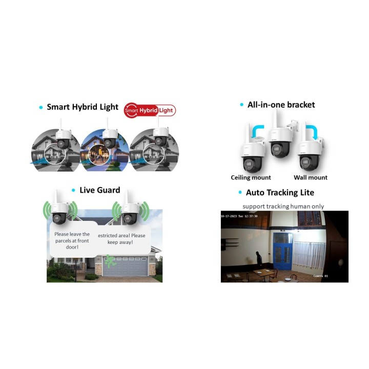HIKVISION 4MP Smart 4G Hybrid Light Mini Pan/Tilt CCTV Camera |Human & Vehicle Detection | Support 4G LTE(Nano SIM) S-2DE2C400MWG-4G