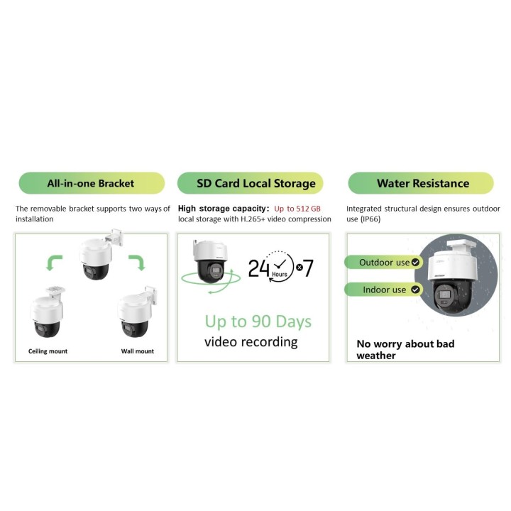 HIKVISION 4MP Smart 4G Hybrid Light Mini Pan/Tilt CCTV Camera |Human & Vehicle Detection | Support 4G LTE(Nano SIM) S-2DE2C400MWG-4G