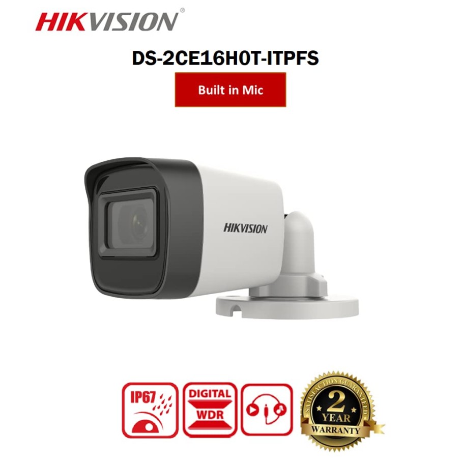 HIKVISION 5 MP Outdoor Bullet CCTV Ethernet Camera with inbuilt Audio Mic IP67 DS-2CE16H0T-ITPFS + BNC/DC, 1080p White HIKVISION 5 MP Outdoor Bullet CCTV Ethernet Camera with inbuilt Audio Mic IP67 DS-2CE16H0T-ITPFS + BNC/DC, 1080p White
