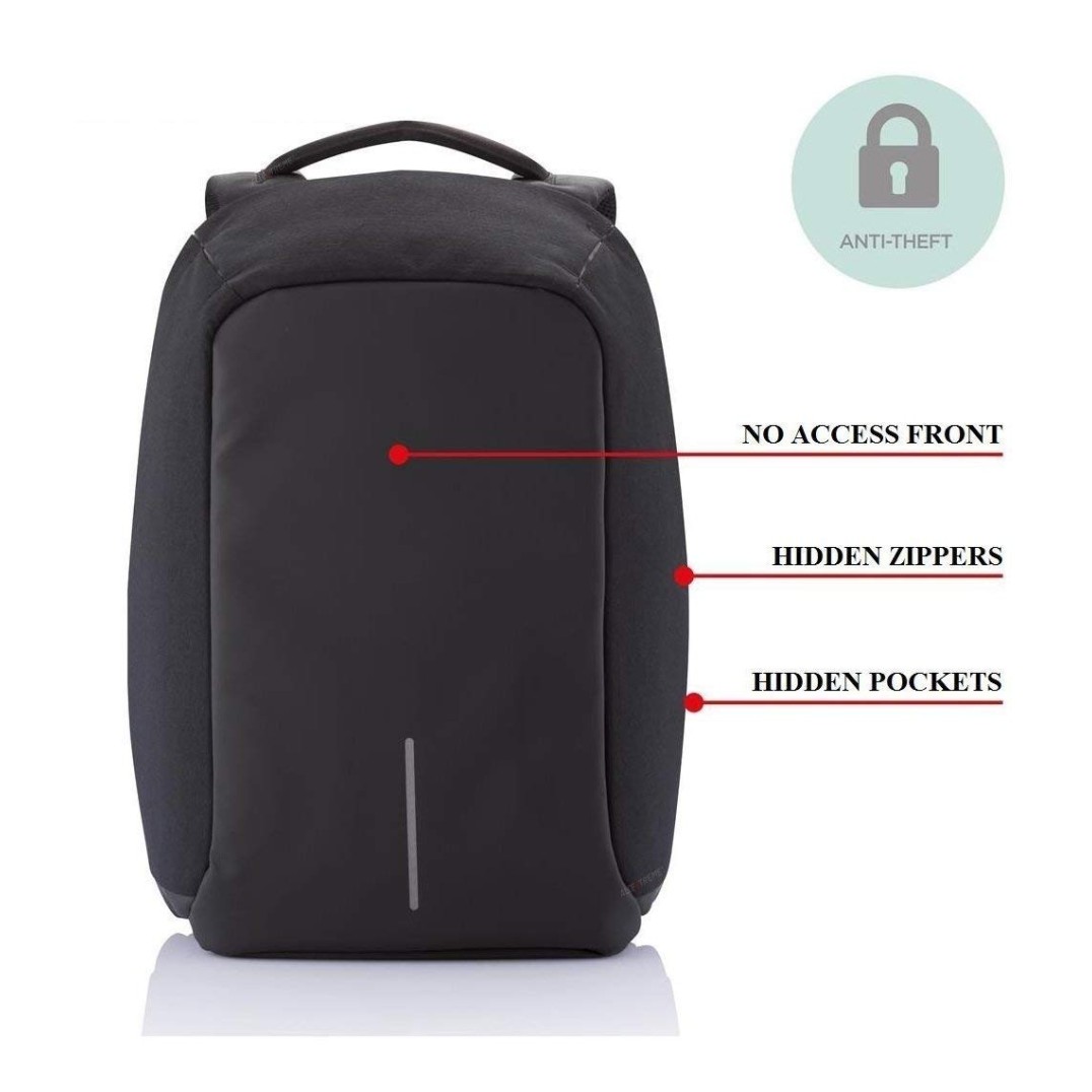HOLME'S Anti-Theft Laptop Backpack/Laptop Bag/College Bag/School Bag/Casual Backpacks/Bags & Backpacks/USB Bag/Smart Bag/Travel Bag/with USB Charging Port (Black)