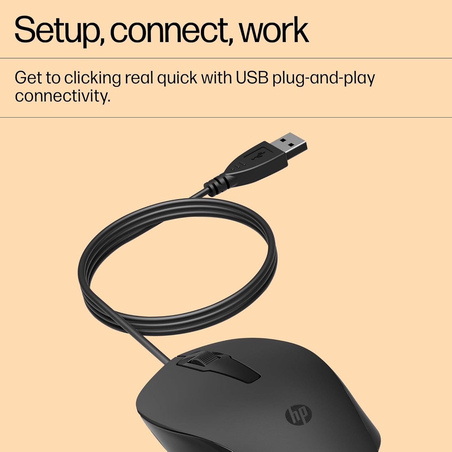 HP 150 Wired Mouse- Elegant Ergonomic Design, 1600 DPI Optical Tracking ...