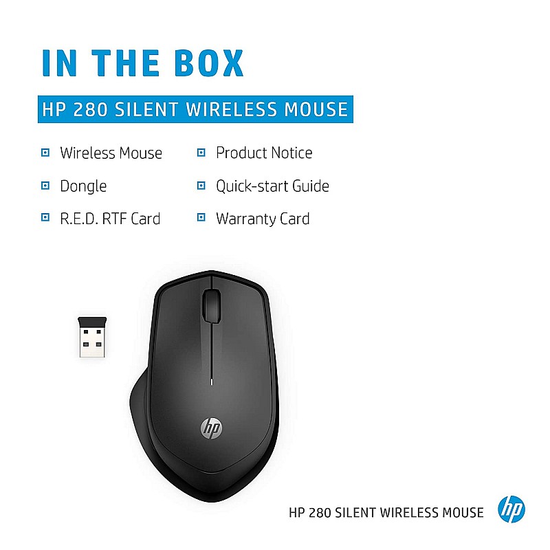 HP 280 USB Wireless Mouse, 2.4GHz Connection , 19U64AA Black