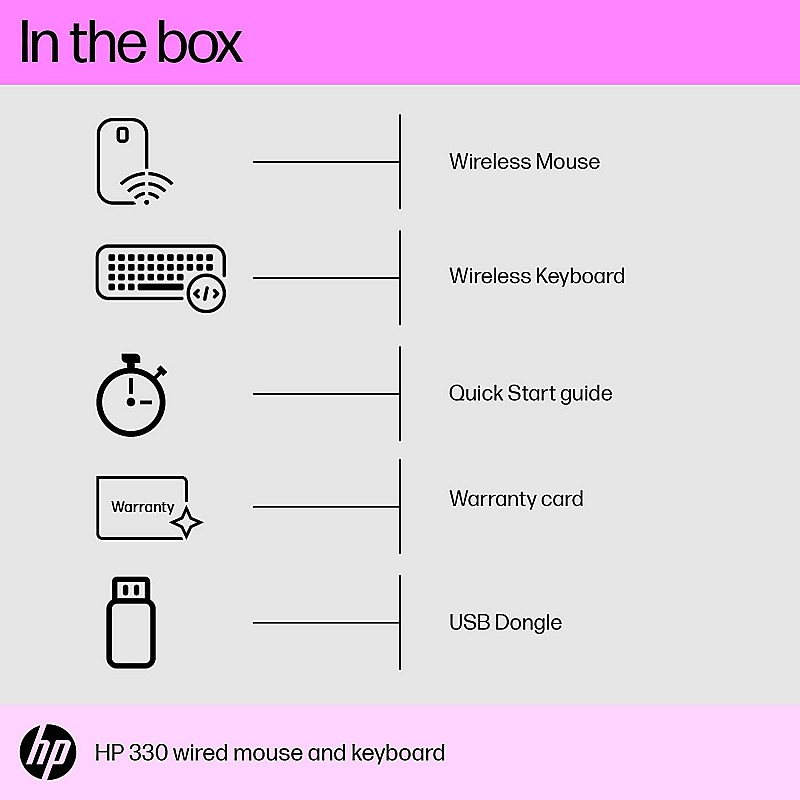 HP 330 Wireless Black Keyboard and Mouse Set with Numeric Keypad, 2.4GHz Wireless Connection and 1600 DPI