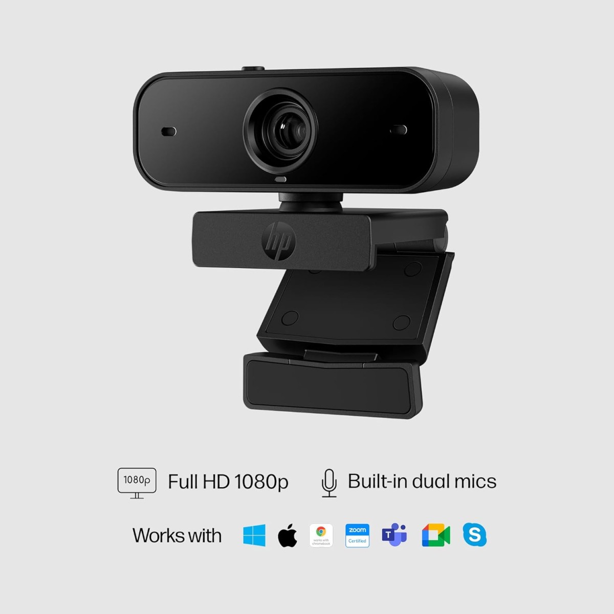 HP 430 FHD Webcam, 2MP, Portable Plug-and-Play Webcam with Dual mics and auto Adjustment