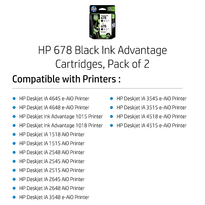 HP 678 Black Ink Advantage Cartridge (CZ107AA)