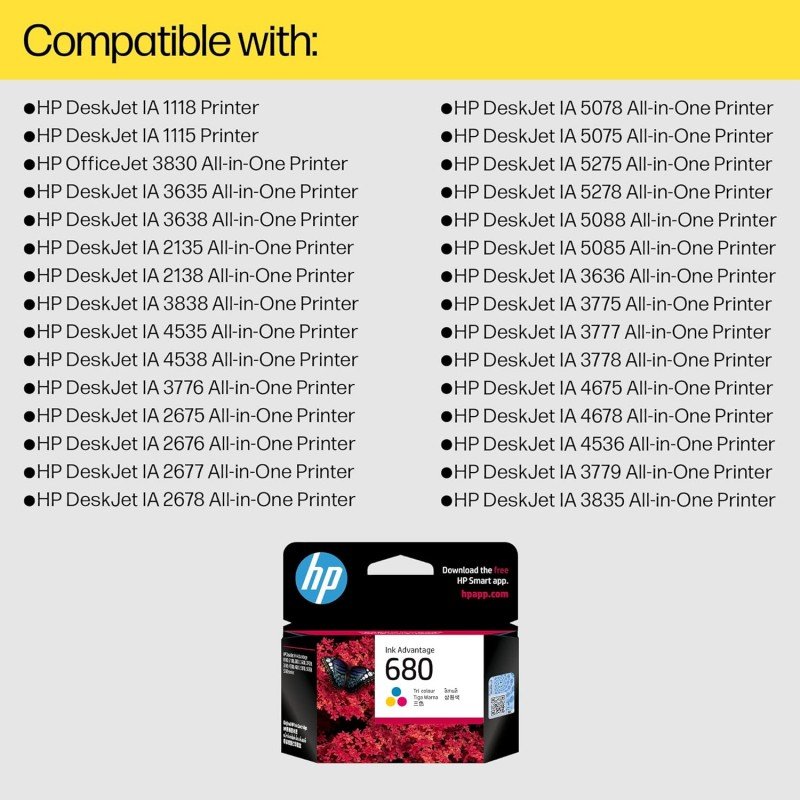 HP 680 2-Pack Black/Tri-Color Original Ink Advantage Cartridges HP 680 2-Pack Black/Tri-Color Original Ink Advantage Cartridges