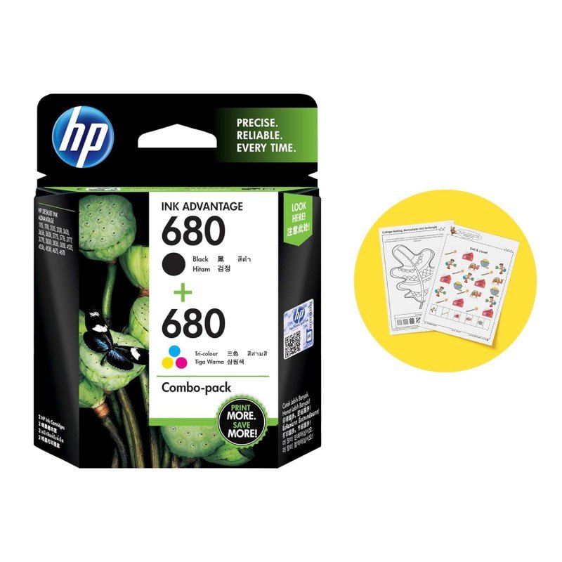 HP 680 2-Pack Black/Tri-Color Original Ink Advantage Cartridges HP 680 2-Pack Black/Tri-Color Original Ink Advantage Cartridges