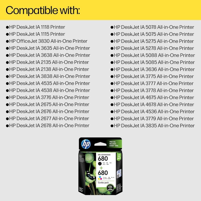 HP 680 2-Pack Black/Tri-Color Original Ink Advantage Cartridges HP 680 2-Pack Black/Tri-Color Original Ink Advantage Cartridges