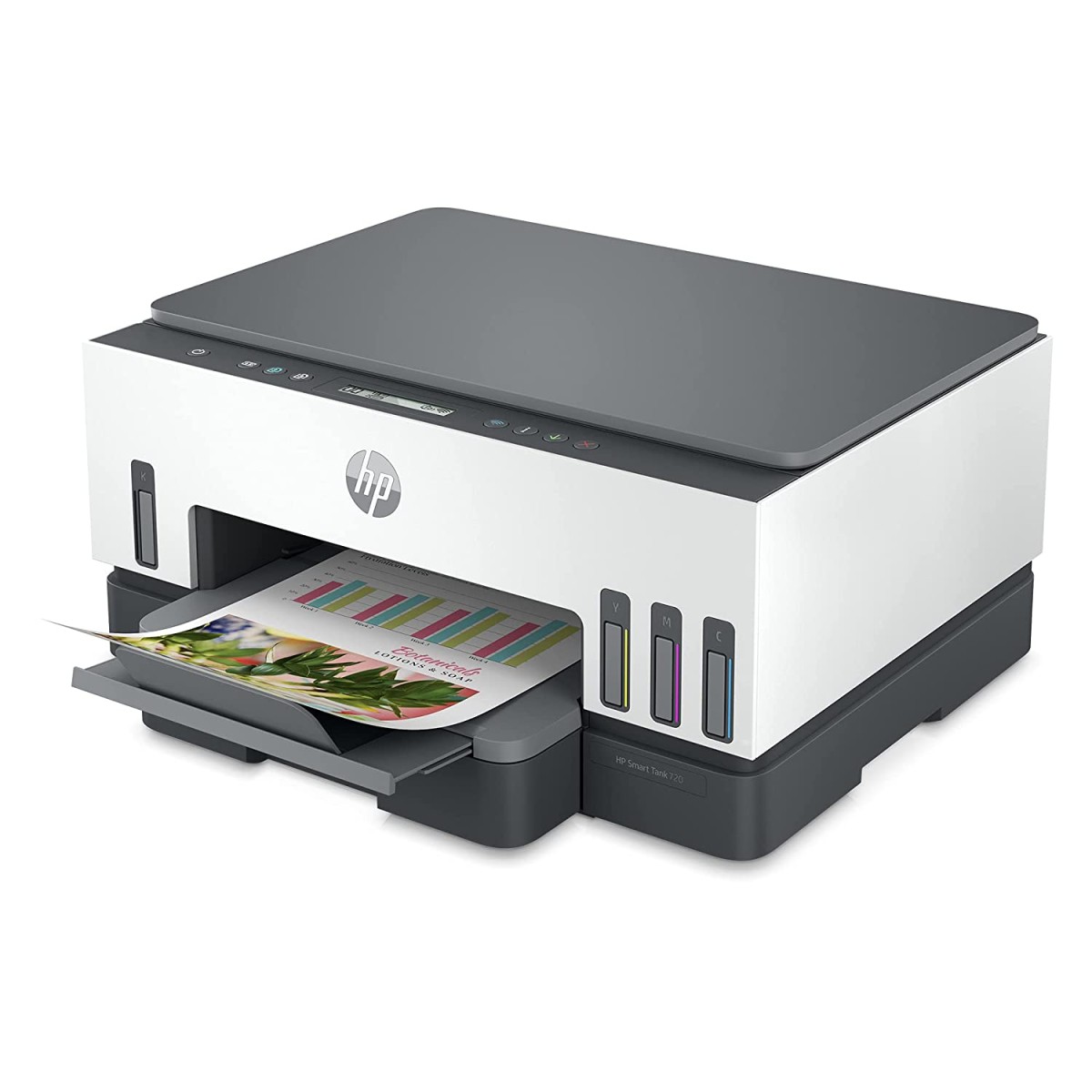 HP 720 WiFi Duplex Printer with Smart-Guided Button, Print, Scan, Copy and Wireless, Hi-Capacity Smart Tank with auto Ink and Paper Sensor