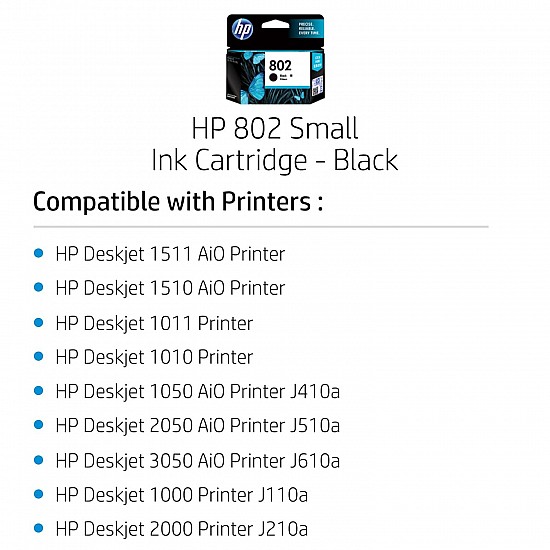 HP 802 Small Black Original Ink Cartridge