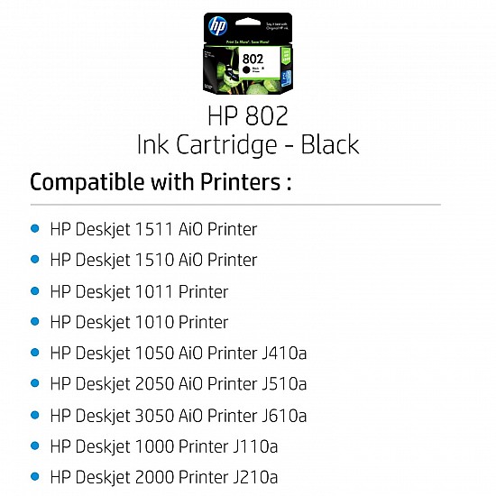 HP 802 Small Black Original Ink Cartridge