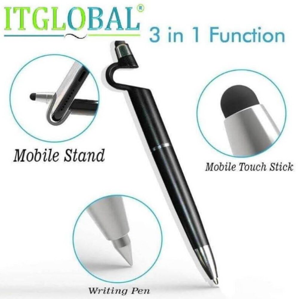 HP 861 Ink Cartridge (Colour) with 3in1 Multi-Function Mobile Phone Stand, Stylus Pen, Anti-Metal Texture Rotating Ballpoint Pen (Very Colors)