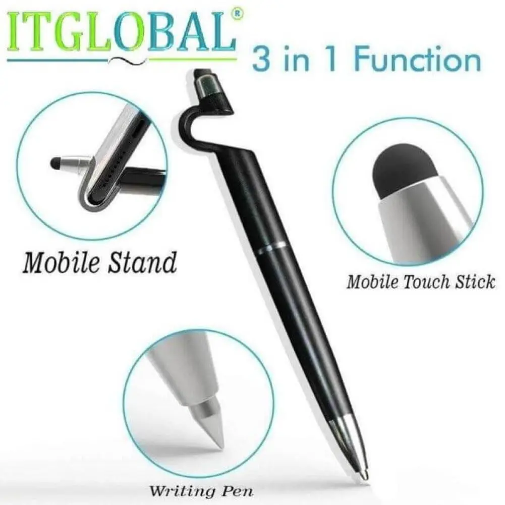 HP 861 Ink Cartridge (Colour) with 3in1 Multi-Function Mobile Phone Stand, Stylus Pen, Anti-Metal Texture Rotating Ballpoint Pen (Very Colors)