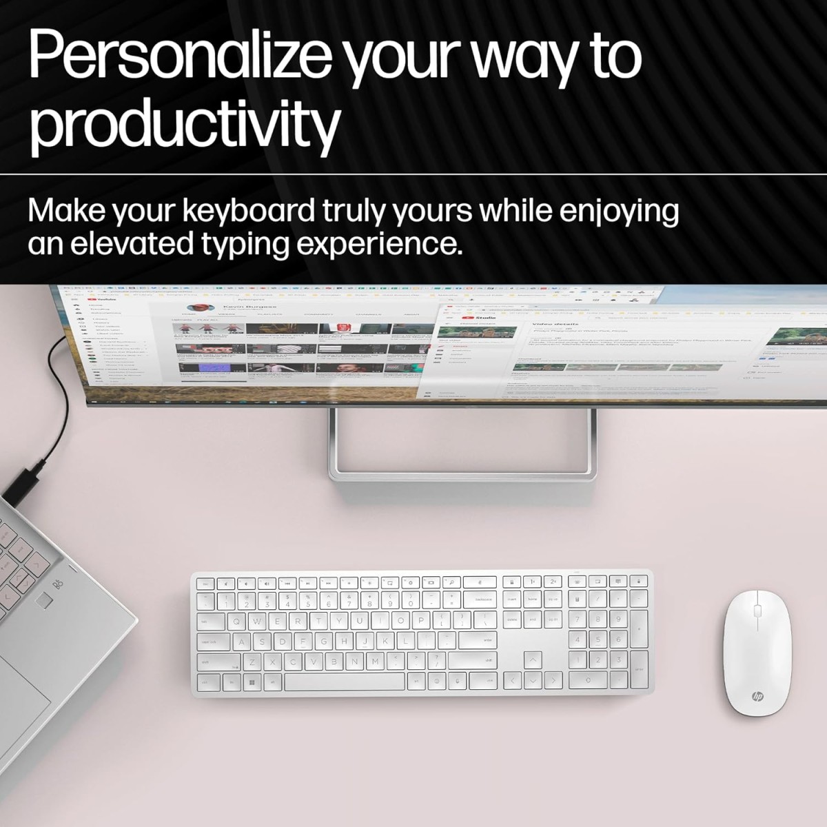 HP 970 Creator Keyboard, Wireless and Multi-Device with 20 programmable Shortcut Keys, Backlit with sensors, up to 6 Month Battery, AES encrypted, 1yr Warranty, 0.67 kg, Silver HP 970 Creator Keyboard, Wireless and Multi-Device with 20 programmable Shortcut Keys, Backlit with sensors, up to 6 Month Battery, AES encrypted, 1yr Warranty, 0.67 kg, Silver