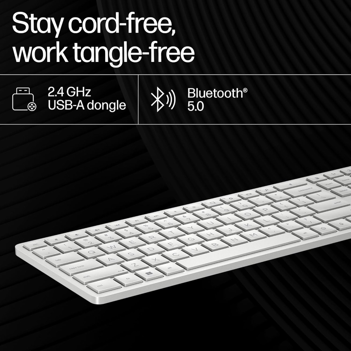 HP 970 Creator Keyboard, Wireless and Multi-Device with 20 programmable Shortcut Keys, Backlit with sensors, up to 6 Month Battery, AES encrypted, 1yr Warranty, 0.67 kg, Silver HP 970 Creator Keyboard, Wireless and Multi-Device with 20 programmable Shortcut Keys, Backlit with sensors, up to 6 Month Battery, AES encrypted, 1yr Warranty, 0.67 kg, Silver