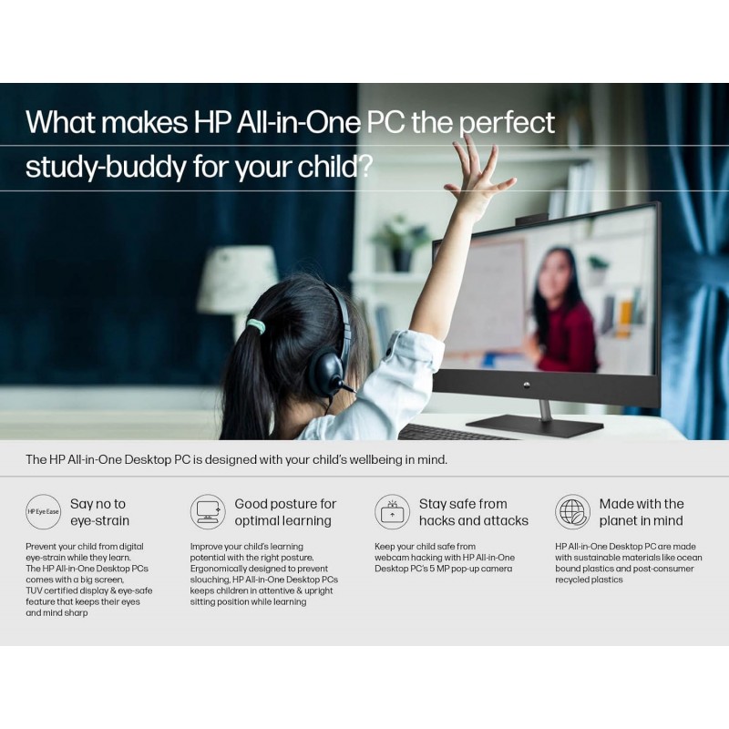 HP All-in-One 21.5-inches(54.6 cm) FHD with Alexa Built-in (Intel Celeron J4025/4GB/1TB HDD/Win 10/MS Office 2019/Jet Black), 22-df0201in