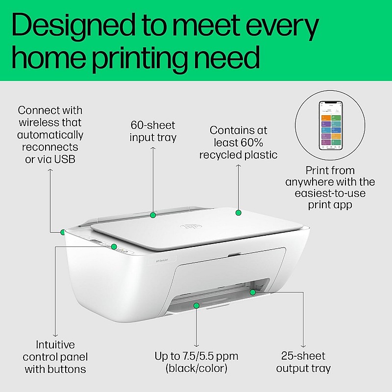 HP Deskjet 2820 WiFi Colour Printer - Print/Scan/Copy Ideal for Home