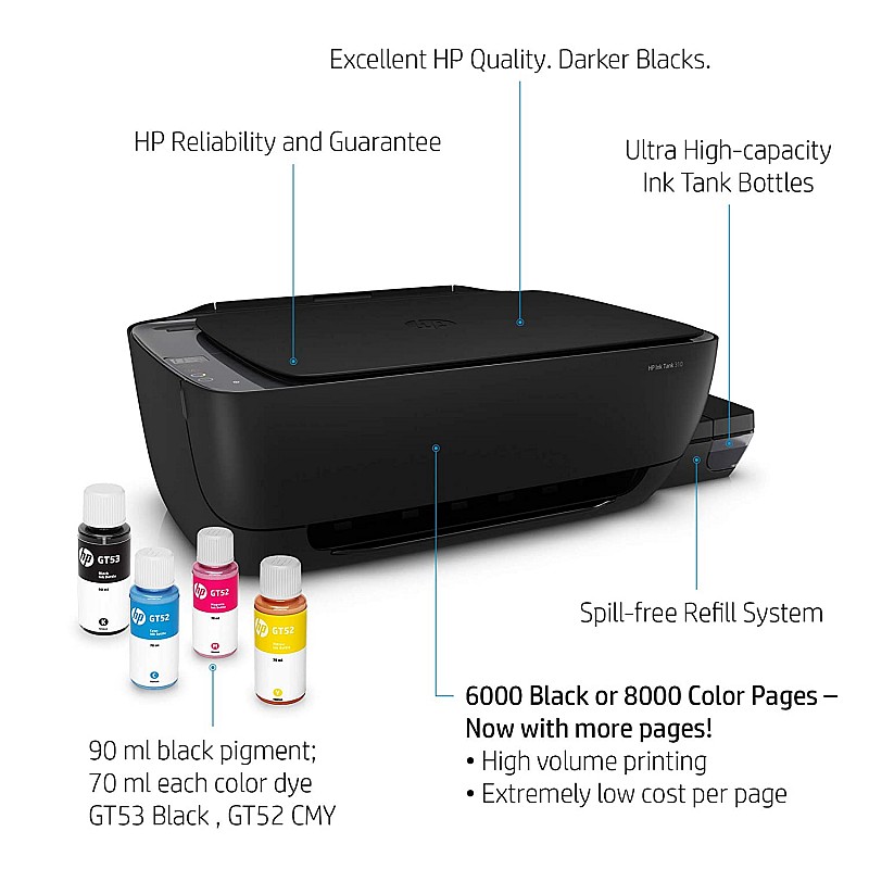 HP Ink Tank 315 Multifunction Colour USB Printer (Pre Ink Loaded)