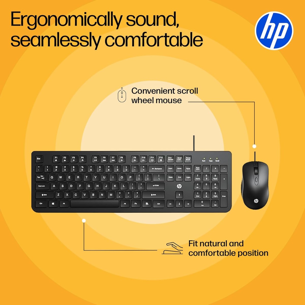 HP KM190 Wired Mouse and Keyboard Combo (AB3D3AA)
