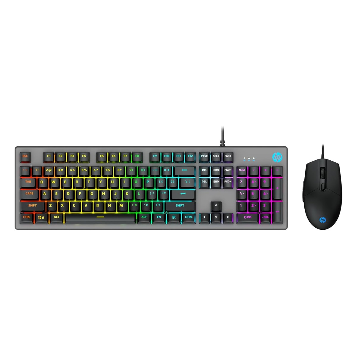 HP KM300F Wired USB Gaming Keyboard and Mouse Set, Membrane Backlit, 26 Keys Anti-Ghosting, 3 LED Indicators & 3D 6K USB Mouse with 6400DPI,Six-Speed Cyclic Resolution Switching, Black