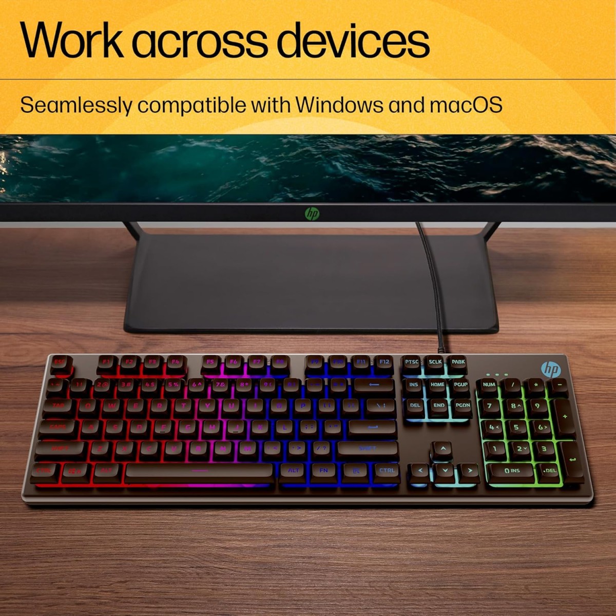 HP KM300F Wired USB Gaming Keyboard and Mouse Set, Membrane Backlit, 26 Keys Anti-Ghosting, 3 LED Indicators & 3D 6K USB Mouse with 6400DPI,Six-Speed Cyclic Resolution Switching, Black