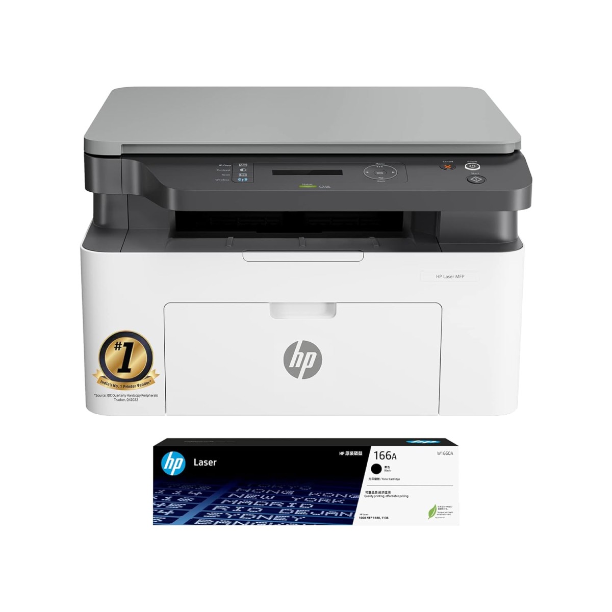 HP Laser MFP 1188w, Wireless, Print, Copy, Scan, Ethernet, Hi-Speed USB 2.0, Up to 21 ppm, 150-sheet Input Tray, 100-sheet Output Tray, 10,000-page Duty Cycle, 1-Year Warranty, Black and White HP Laser MFP 1188w, Wireless, Print, Copy, Scan, Ethernet, Hi-Speed USB 2.0, Up to 21 ppm, 150-sheet Input Tray, 100-sheet Output Tray, 10,000-page Duty Cycle, 1-Year Warranty, Black and White