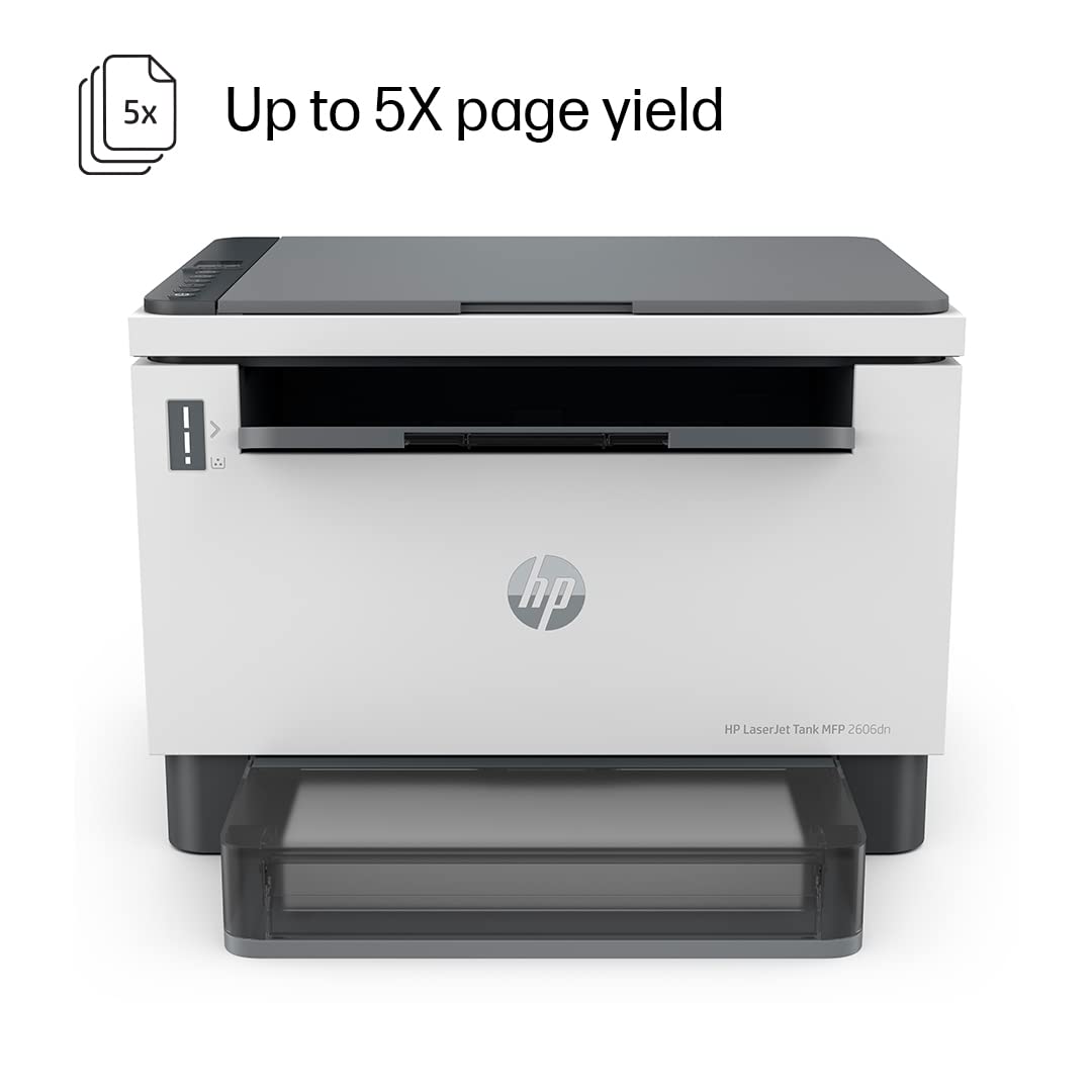 HP LaserJet Tank 2606dn All-in-One Printer | Duplex Print, Copy, Scan | Fast Toner Refill, Low-Cost B&W, Mobile Printing HP LaserJet Tank 2606dn All-in-One Printer | Duplex Print, Copy, Scan | Fast Toner Refill, Low-Cost B&W, Mobile Printing