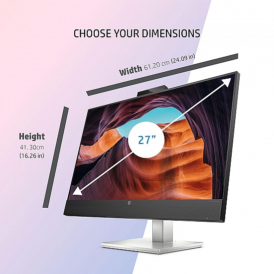 HP M27 27 Inch(68.58 cm) 1924 x 1080 Pixels FHD Monitor, IPS 3-Sided Micro-Edge Screen, AMD FreeSync, 5 MP Webcam, 75Hz, 99% sRGB, 1xHDMI 1.4, 300 nits(459K0AA), M27 Webcam,