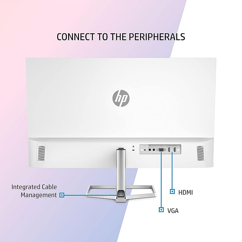 HP M27fwa 27-Inch(68.6cm) Eye Safe Certified 1920 x 1080 Pixels Full HD IPS 3-Sided Micro-Edge LED Monitor, 75Hz, AMD FreeSync with 1xVGA, 2xHDMI 1.4 Ports, 300 nits, in-Built Speakers, Silver