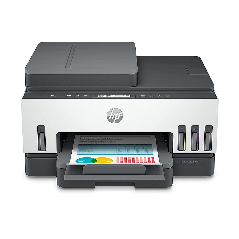 HP Smart 750 WiFi Duplex Printer with Smart-Guided Button, Print, Scan, Copy, Wireless, up to 12K Black or 8K Color Pages of Ink in The Box