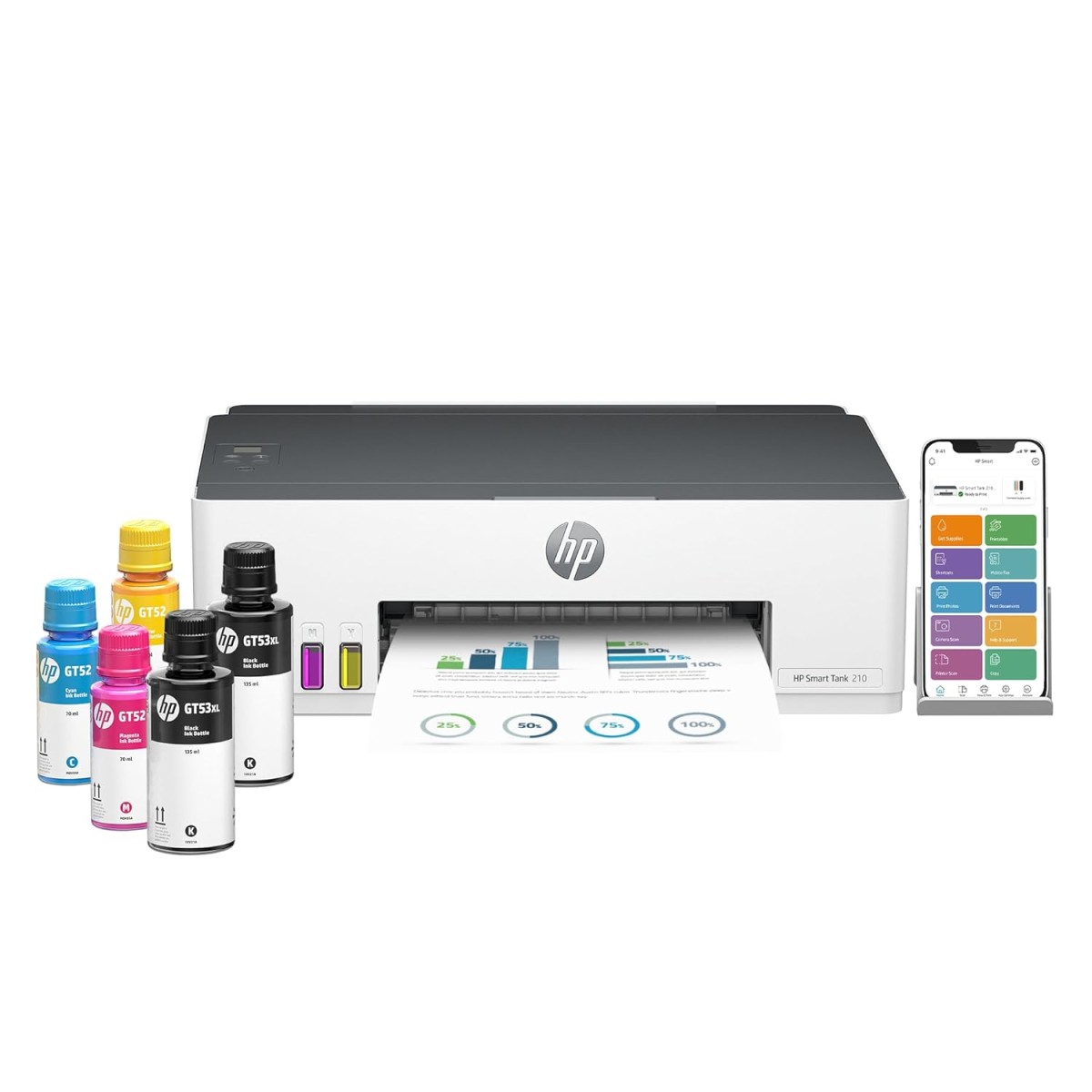 HP Smart Tank 210 Single Function WiFi Colour Printer (Upto 8K Black and 6000 Colour Pages