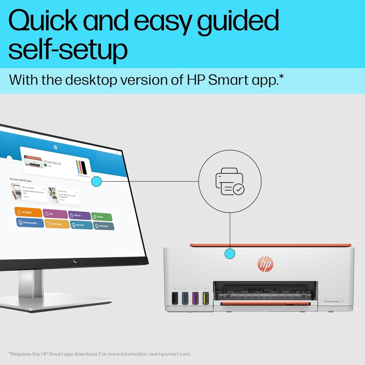 HP Smart Tank 529 Aio Colour Ink Tank Printer, Print, Scan & Copy for Office/Home
