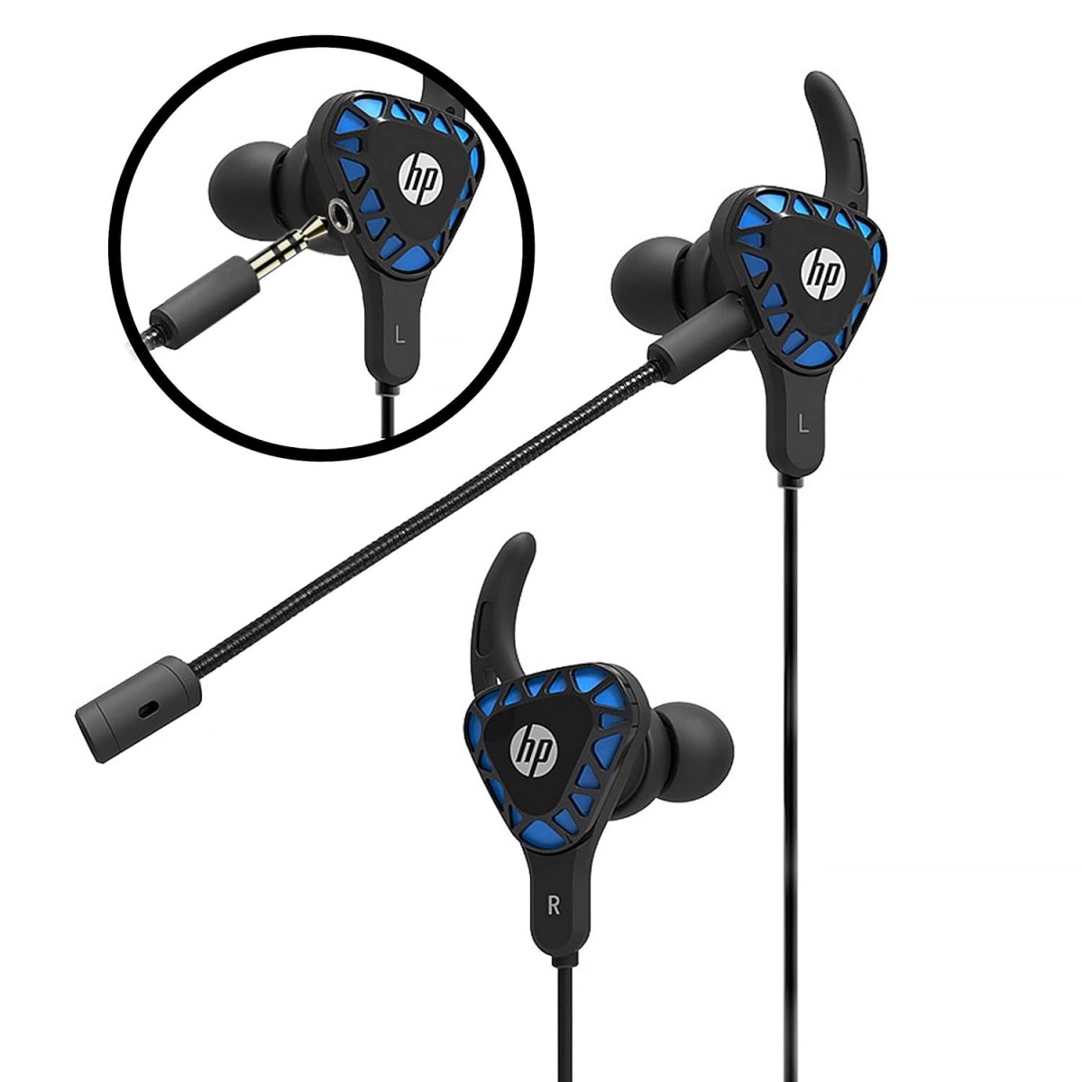 HP Wired Gaming Earbuds with mic Deep Bass Earphones in-Ear Headset Stereo Headphone with Detachable Dual Microphone for Mobile Gaming, Nintendo Switch, Xbox One, PS4, Pro, PC - Black