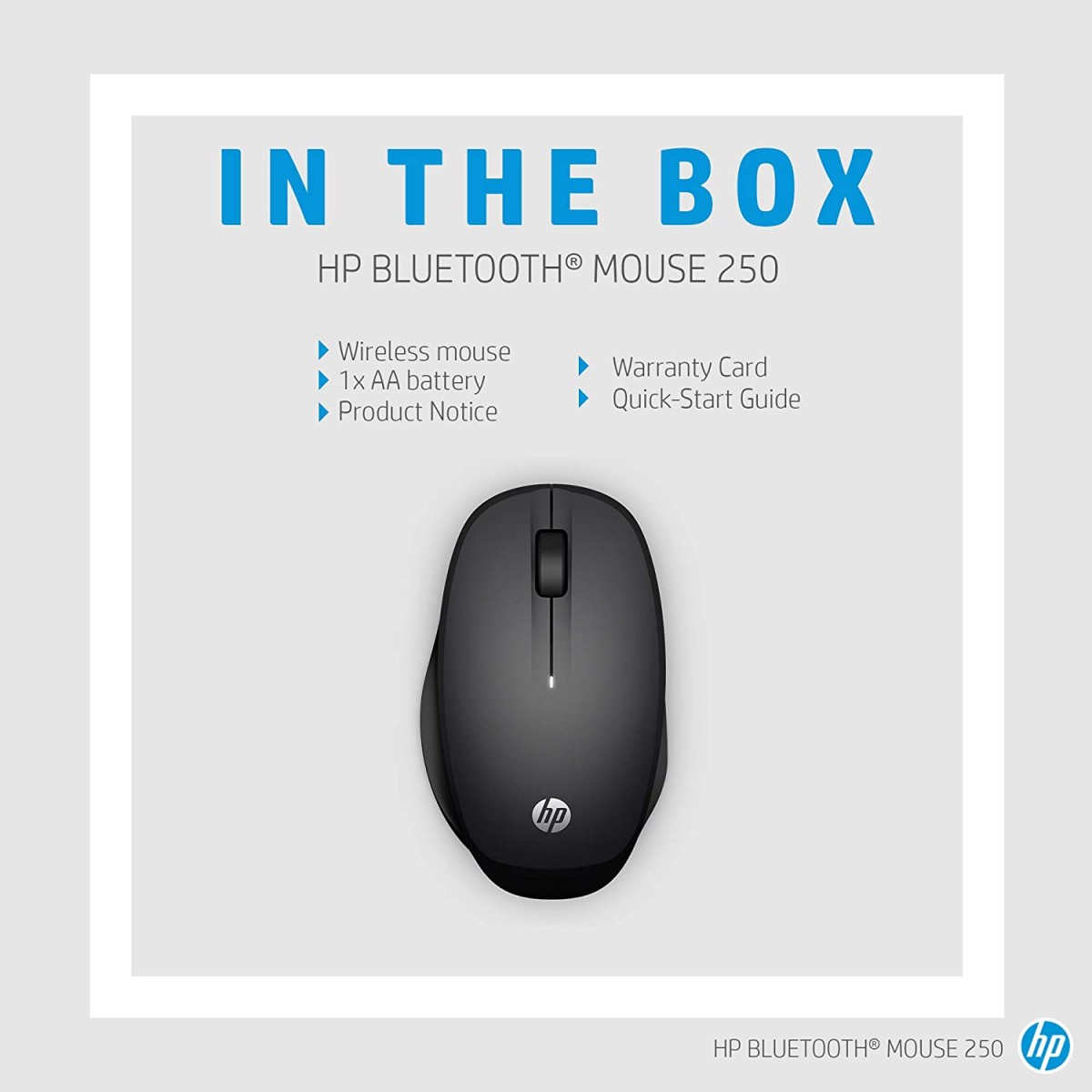 HP Wireless Bluetooth Mouse 250 for PCs and Laptops, Adjustable DPI High Resolution Optical Sensor Black (6CR73AA)