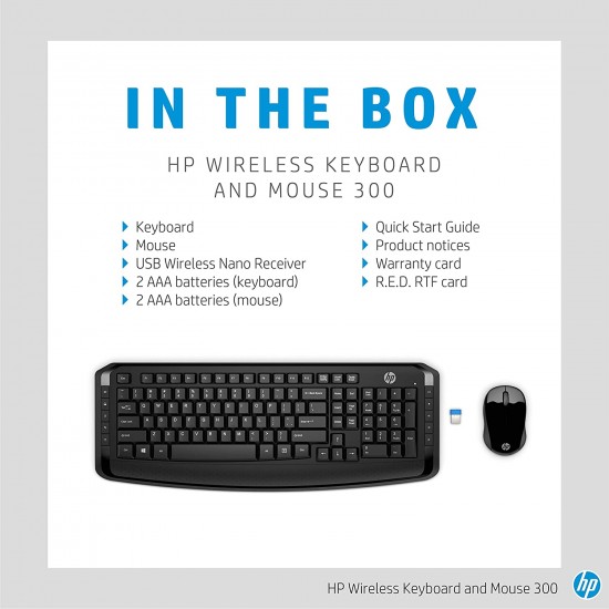 HP Wireless Keyboard and Mouse 300 Black 