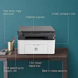 HP Laserjet 136a Laser Monochrome Print, Scan, Copy   with USB Connectivity, Compact Design, Fast Printing