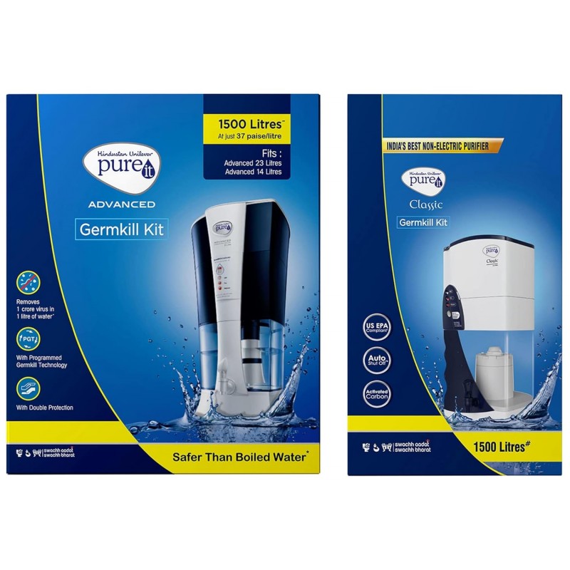 HUL Pureit Germkill kit for Classic 23 L water purifier - 1500 L Capacity, Activated Carbon, Multicolour HUL Pureit Germkill kit for Classic 23 L water purifier - 1500 L Capacity, Activated Carbon, Multicolour
