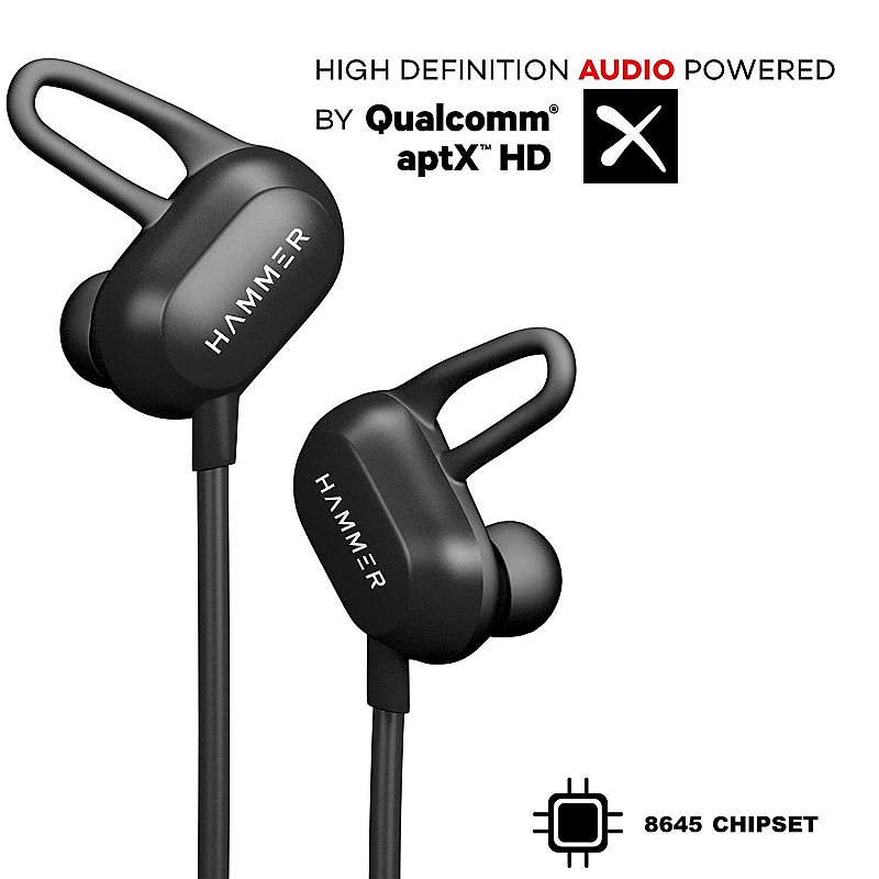 Hammer Swing Bluetooth Wireless in Ear Earphones with Mic (Black)