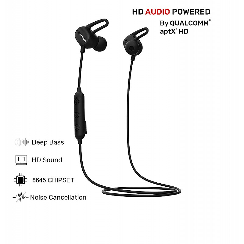 Hammer Swing Bluetooth Wireless in Ear Earphones with Mic (Black)