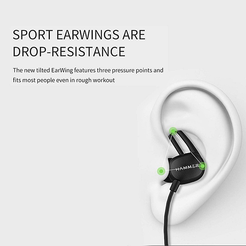 Hammer Swing Bluetooth Wireless in Ear Earphones with Mic (Black)