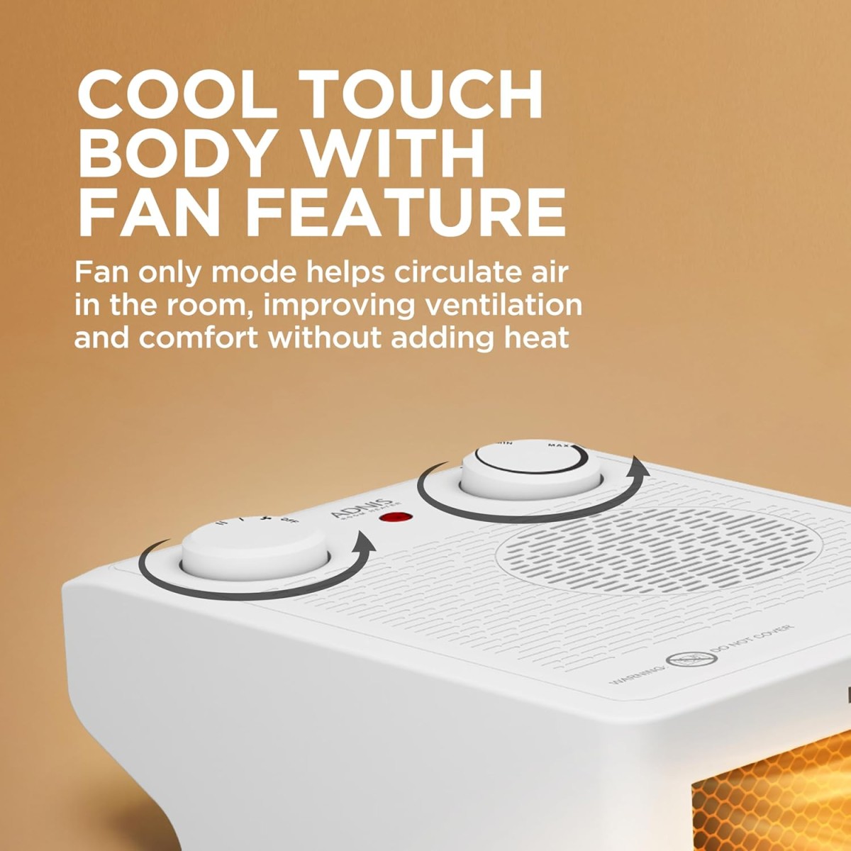 Havells Adnis Room Heater| Dual Heat Setting 900/1800 Watt| Safety with Overheat Protection| Adjustable Thermostat Control Knob| Fire Retardant Material| Cool Fan Function| 2 Year Warranty (White)