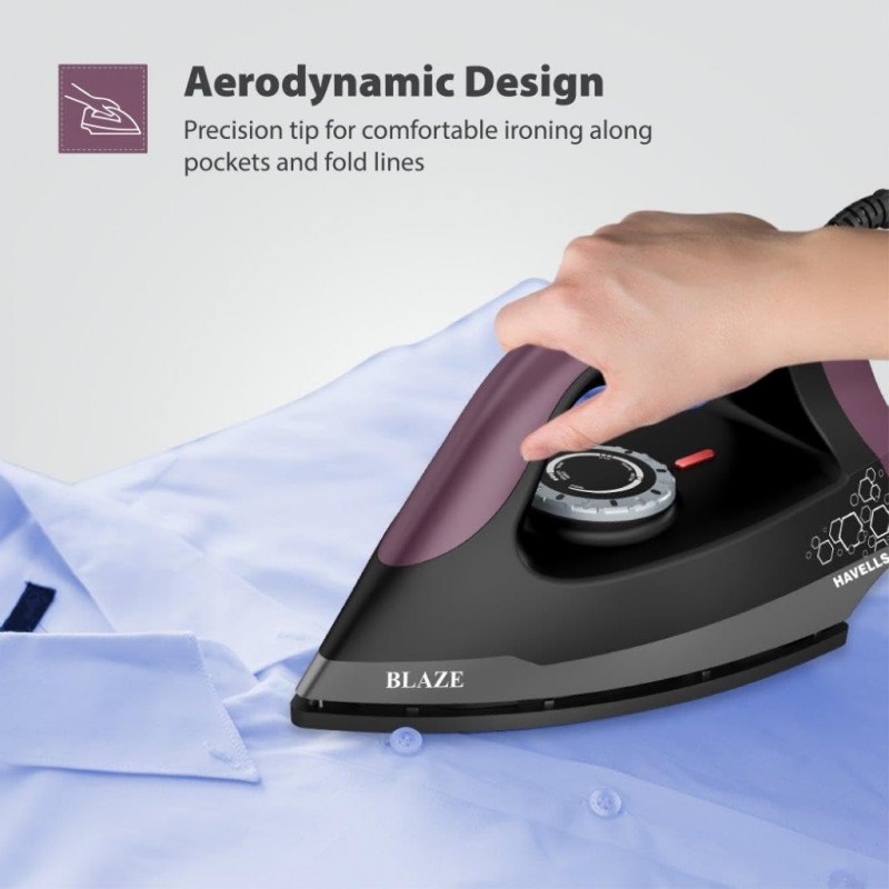 Havells Blaze Dry Iron 2 KG Heavy Weight Dry Iron| 1250W| American Heritage Non-stick Coated Sole Plate For Smooth Gliding & Long Life| Aerodynamic Design| 2 Year Manufacturer Warranty (Black) Havells Blaze Dry Iron 2 KG Heavy Weight Dry Iron| 1250W| American Heritage Non-stick Coated Sole Plate For Smooth Gliding & Long Life| Aerodynamic Design| 2 Year Manufacturer Warranty (Black)