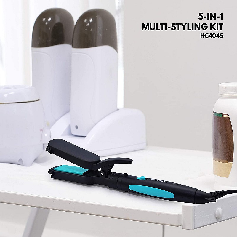 Havells HC4045 5 in 1 Hair Styler - Straightener, 19mm Curler, Crimper, Conical Curler & Volume Brush for Multiple Styles