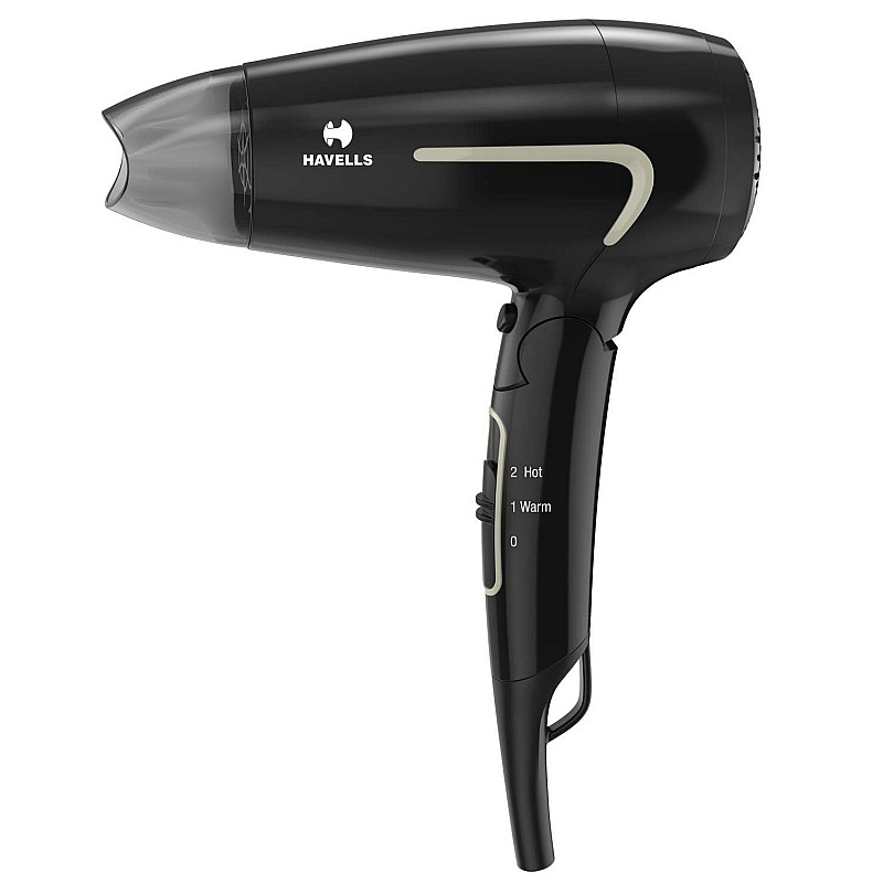 Havells HD3181 1600 Watts Unisex Foldable Hair Dryer; 3 Heat (Hot/Warm/Cold) Settings including Cool Shot Button; Heat Balance Technology (Black)