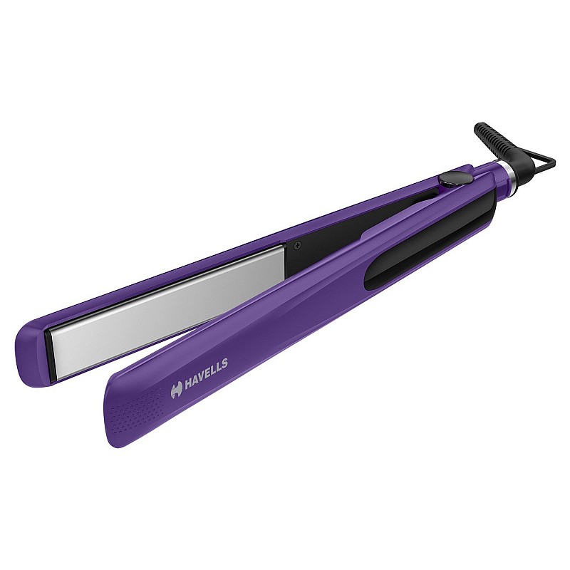 Havells HS4101 Ceramic Plates Fast Heat up Hair Straightener, Straightens & Curls, Suitable for all Hair Types (Purple)